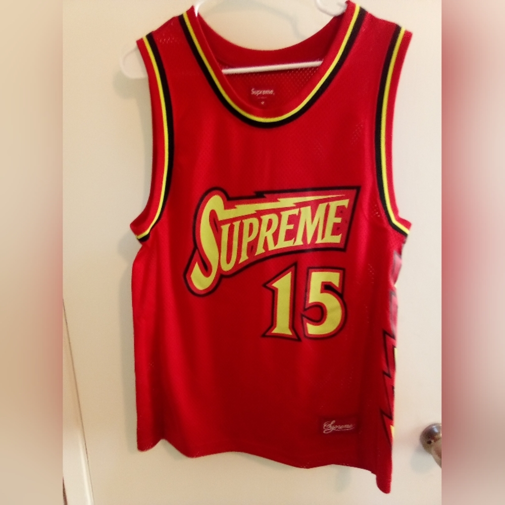 Supreme Red M Bolt Basketball Jersey